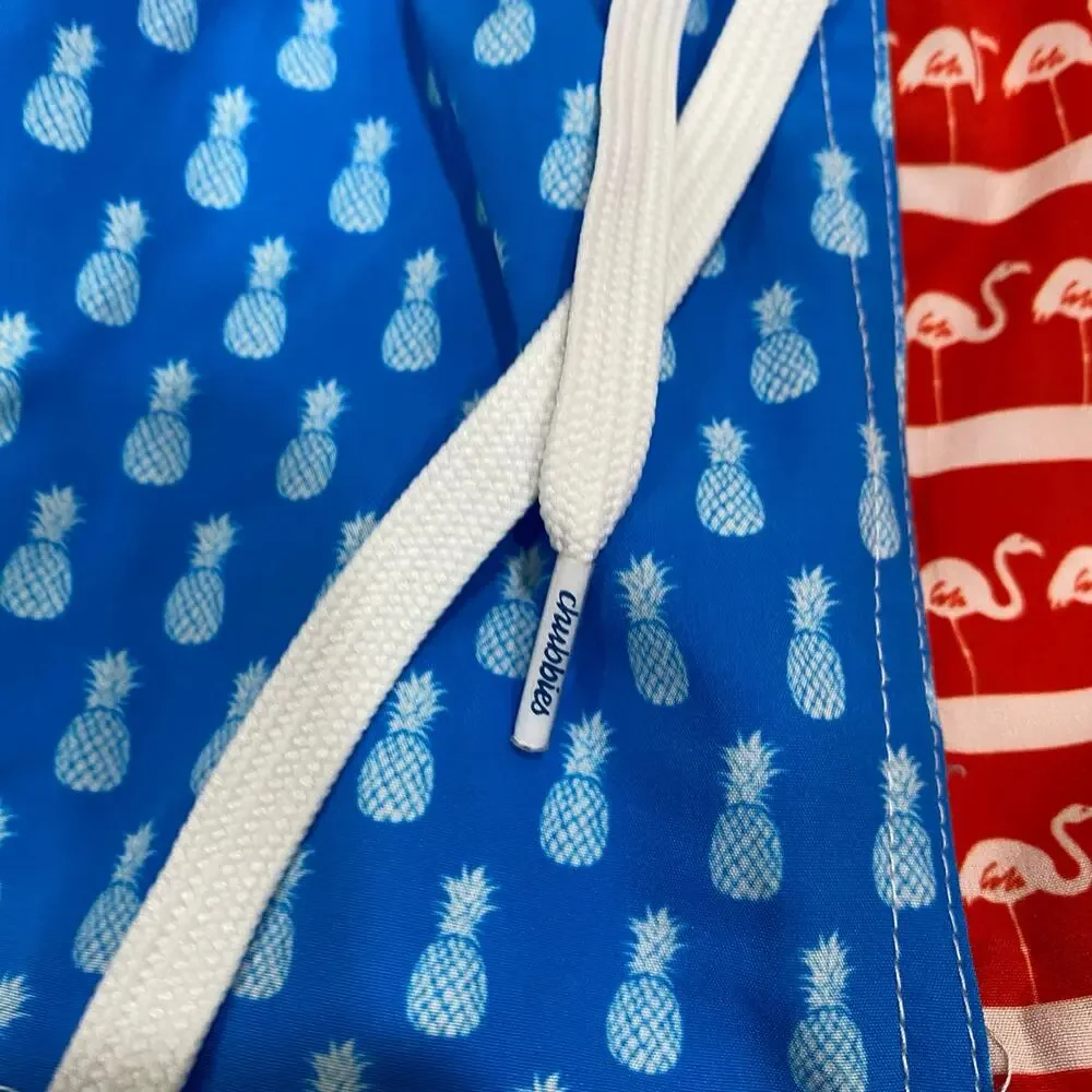 Chubbies Americana Swim Trunks Size 2X Large Red White Blue Stripe Elastic Waist - Picture 6 of 7